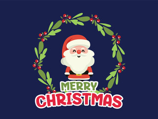 Christmas cards with cute Santa Claus pictures and wreaths, Christmas wreath ornaments