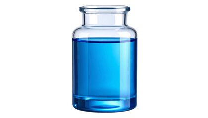 Fototapeta premium Laboratory glass container filled with blue liquid test sample, featuring clear reflections and scientific precision.
