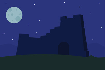 Fototapeta premium night city with moon