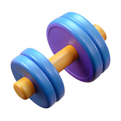 dumbbell 3d rendering isolated on transparent background. Cartoon plastic style	