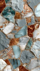 Unique texture of polished stone featuring blue and brown hues in a decorative pattern