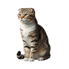 Adorable scottish fold tabby cat with folded ears sitting gracefully