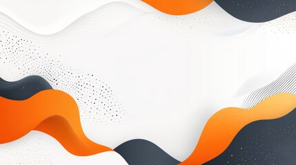 Abstract Background with Orange and Black Wavy Lines and Scattered Dots
