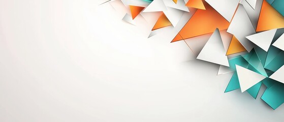 Abstract Geometric Pattern with White, Orange, and Teal Triangles