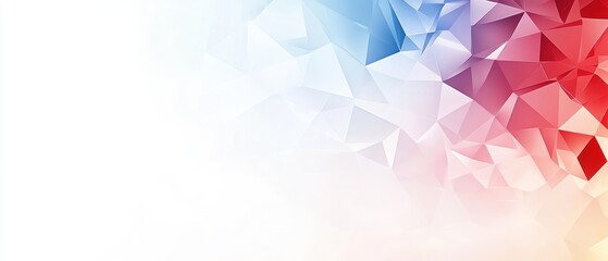 Abstract Geometric Background with Red, Blue, and White Triangles