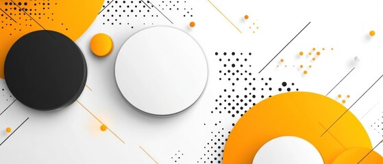 Abstract Geometric Pattern with Black, White, and Yellow Circles