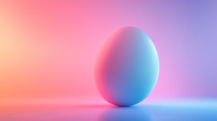 White Egg on Gradient Pink and Blue Background