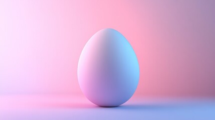 A Single White Egg on a Gradient Pink and Blue Background