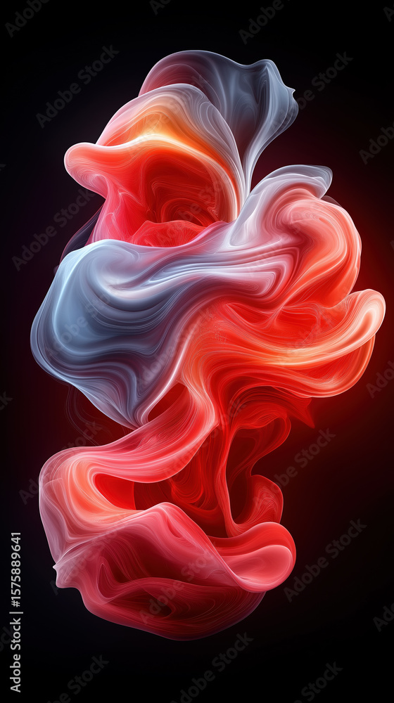 Poster colorful abstract swirl in a black background with dynamic movement