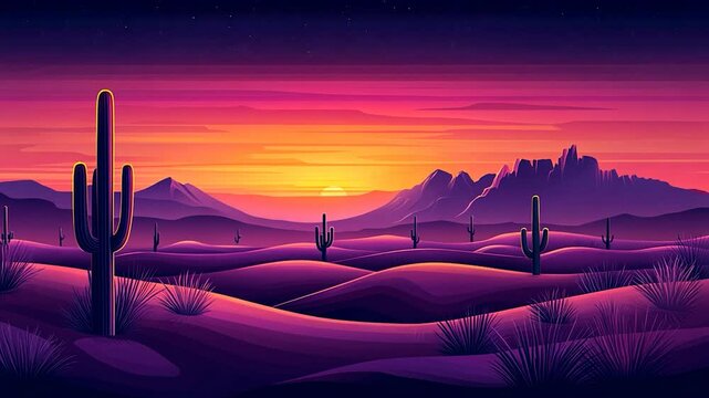 Desert sunset landscape with vibrant colors
