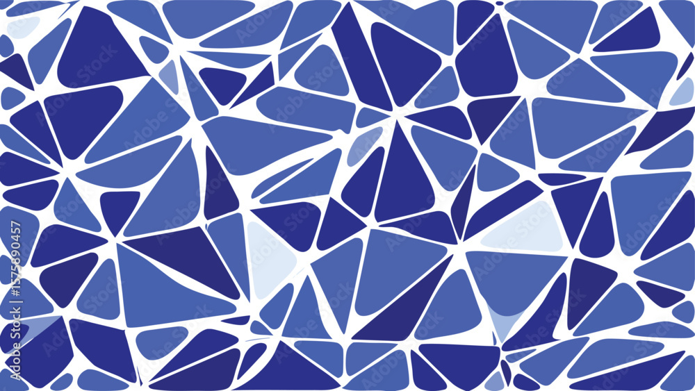Aufkleber abstract mosaic background with blue triangles and white lines creating a stained glass effect
