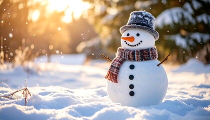 Fototapeta premium Snowman in winter sun