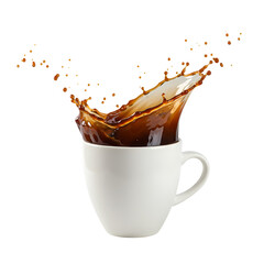 Coffee Splash Dynamic Espresso Burst isolated on transparent background