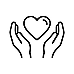 Obraz premium Line art hands holding heart symbol icon 