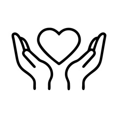 Obraz premium Open Hands Holding Heart Symbol Outline Icon 