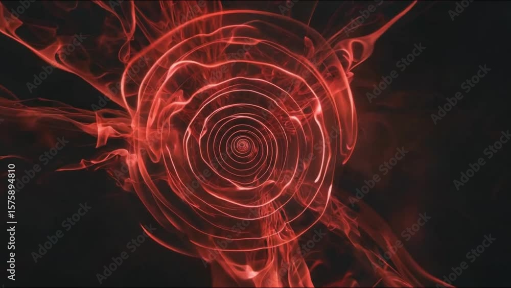 Poster resonating energy: a mesmerizing visual of concentric red energy patterns emanating from a central f