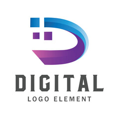 Initial letter d digital with pixels logo icon design letter id logo element for technology identity