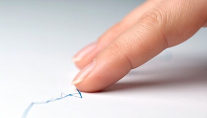 A curved line starting from the fingertip extends to the right in a graph