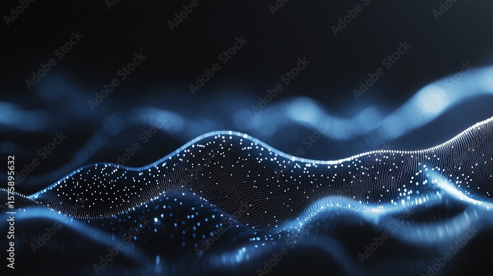 Aufkleber abstract blue and black textured background with dynamic light effects creating wavy lines