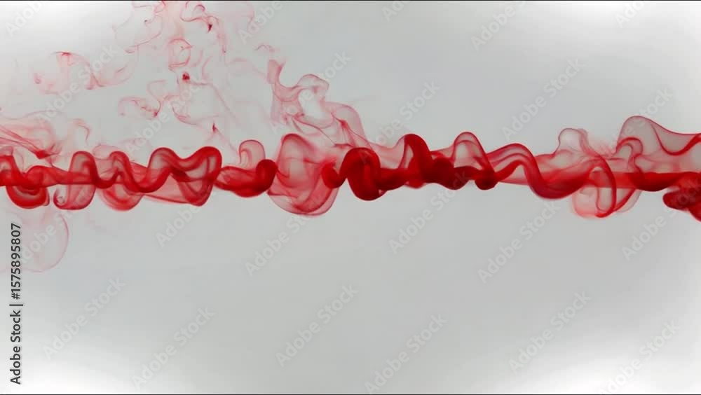 Poster red stream: a striking close-up of a ribbon-like stream of red, flowing fluidly, evoking emotion and