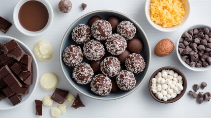 Delicious Bowl Filled with Chocolate Treats Nuts and Sweet Delights Galore