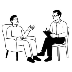Counseling session with male therapist and male client.
