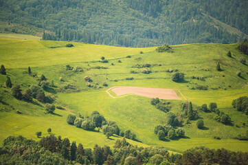 mountain landscape in the summer with green grass at Pieniny