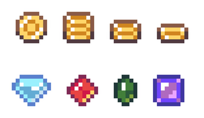 Pixel Coins and Gems
