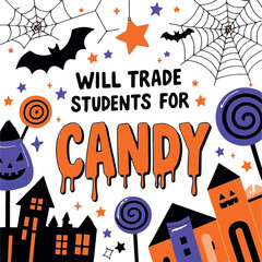 Teacher Halloween Humor T-Shirt Design