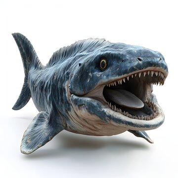Encounter the formidable Dunkleosteus, a prehistoric giant. Its massive jaws and armor tell tales of ancient seas. Witness raw power and primeval danger. Mythical isolated on a white background.