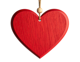  Firefly_Hanging red wooden heart. Christmas ornament isolated on transparent background.