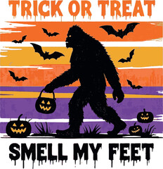 Trick or Treat Smell My Feet Halloween T-Shirt Design