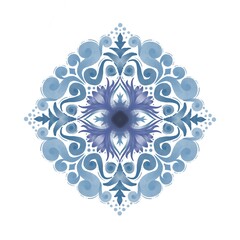  Elegant indigo Watercolor Mandala on White Background An elegant and intricate deep blue floral mandala design, beautifully rendered with watercolor textures, set against a clean white background.