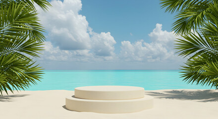 Tropical Beach Summer Vacation Paradise Mockup Product Display Stand