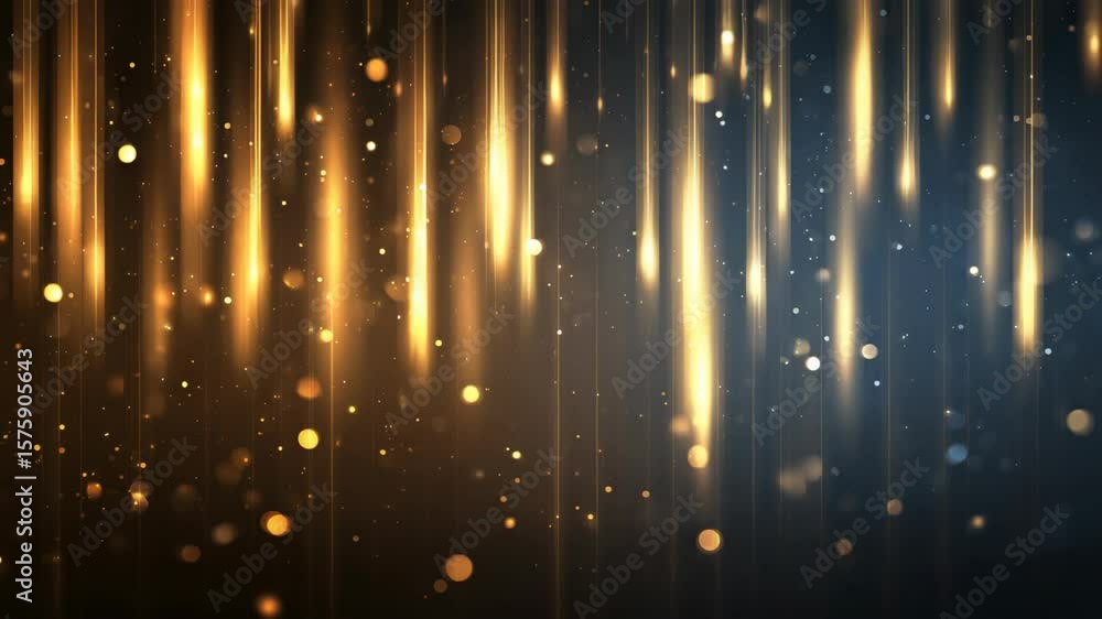 Poster Golden Lightfall: A mesmerizing cascade of luminous streaks and bokeh, creating an enchanting, ethereal atmosphere. Perfect for adding a touch of magic.