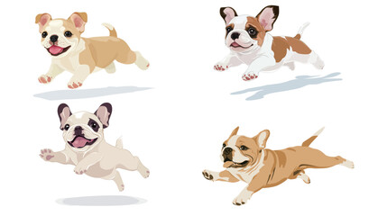 Naklejka premium Adorable happy puppy jumping with joy and energy, looking playful and full of life in a dynamic motion pose, capturing the essence of youthful spirit, pet love, and cheerful moments—ideal for themes 