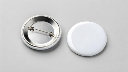 Realistic Mockup of Two Button Badges with Pins