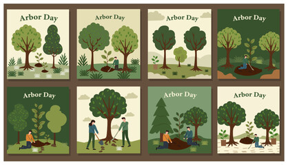 Arbor Day Vector Illustration Set