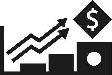 Banknote with Upward Trend Arrow Icon Vector