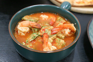 shrimp soup, shrimp and vegetable soup or spicy soup or prawn soup
