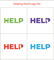 Diverse Helping Hand Logo Set Featuring Creative Hand Placement and Letter Integration for Aid and Support
