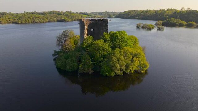 Cloughoughter Castle Ruins At The Small Island Of Lough Oughter Near Killeshandra In County Cavan, Ireland.