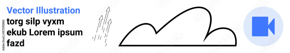 Poster abstract cloud with upward lines and video call icon. ideal for cloud computing, technology, remote 