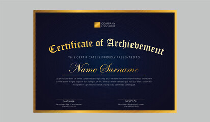 Modern Certificate of Achievement Template Gold Border