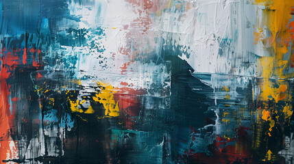 An artist creating a unique expression with random colors and brushstrokes on a canvas.

