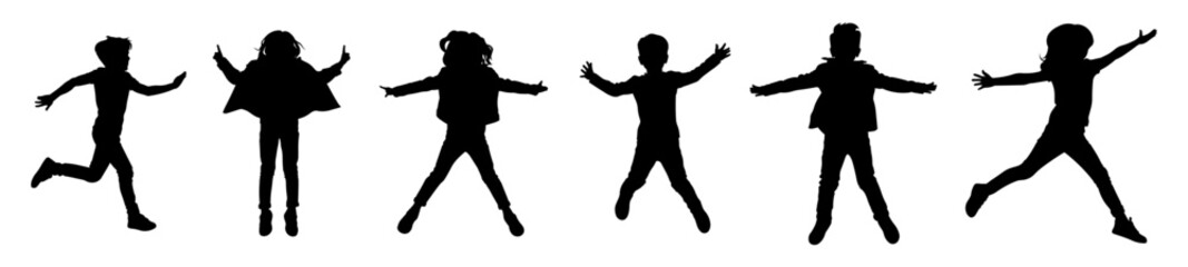 Children silhouettes Editable vector 