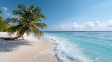 Tropical beach with white sand.