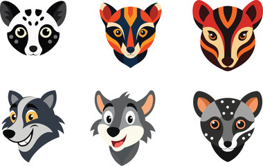 Civet Head Color Vector Illustration