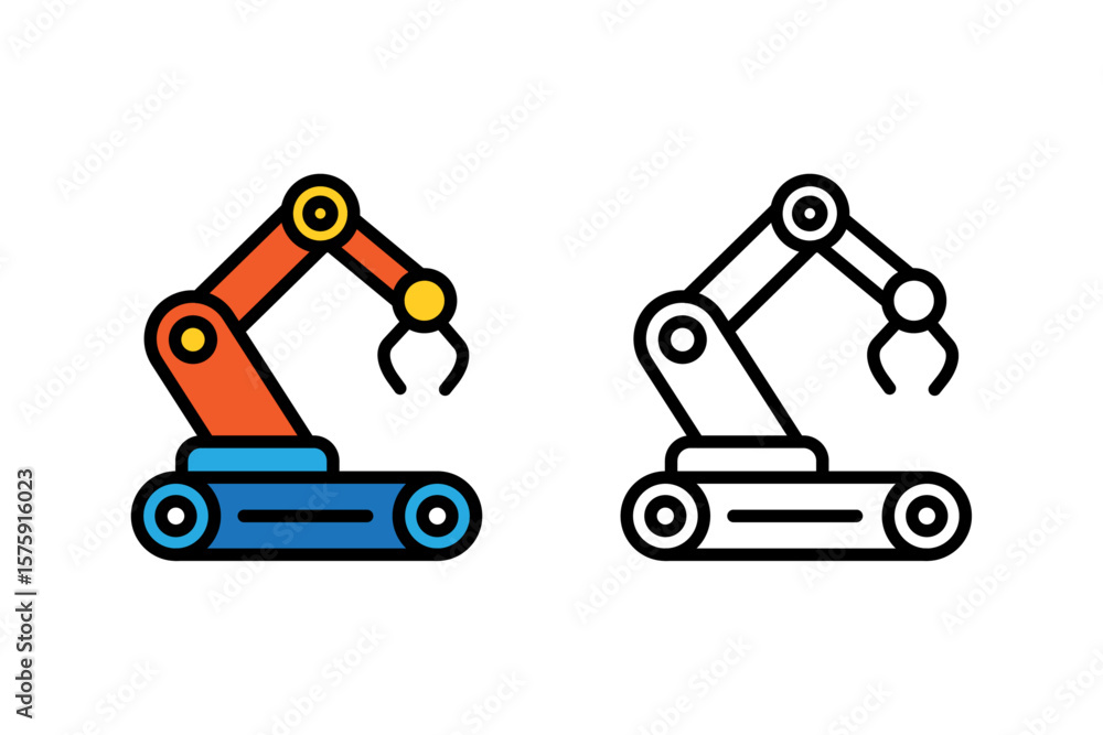 Fototapete Machine learning logo icons with robotic arm design, for technology or robotics-themed projects needing versatility. vector graphic