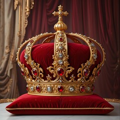 golden crown on red background